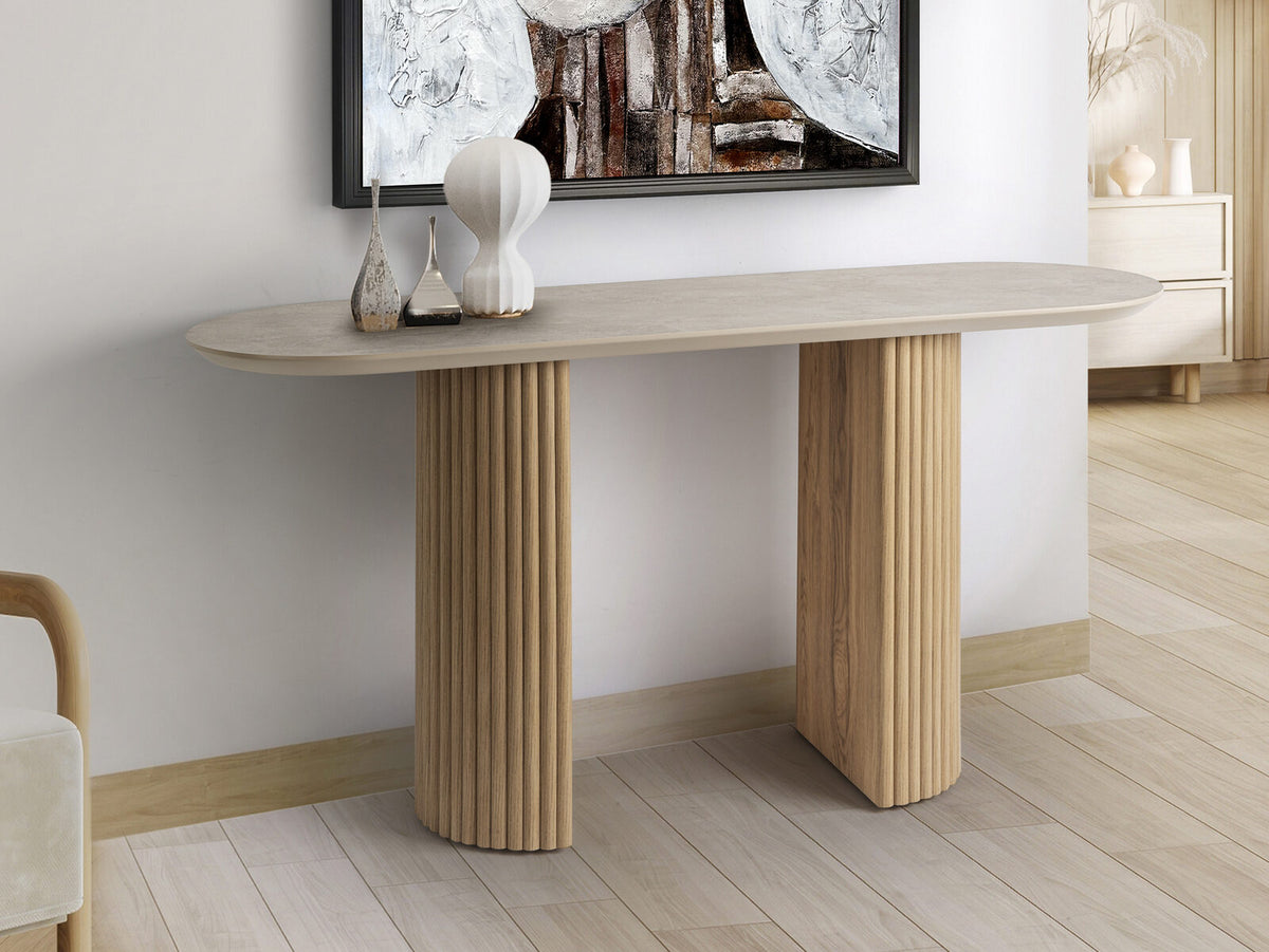 Consola Irati piedra y madera
