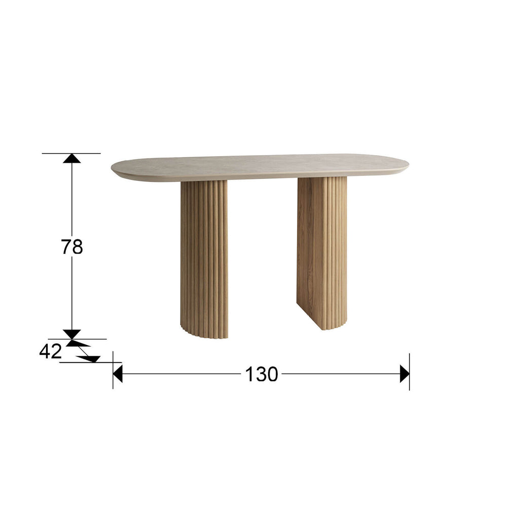 Consola Irati piedra y madera - medidas