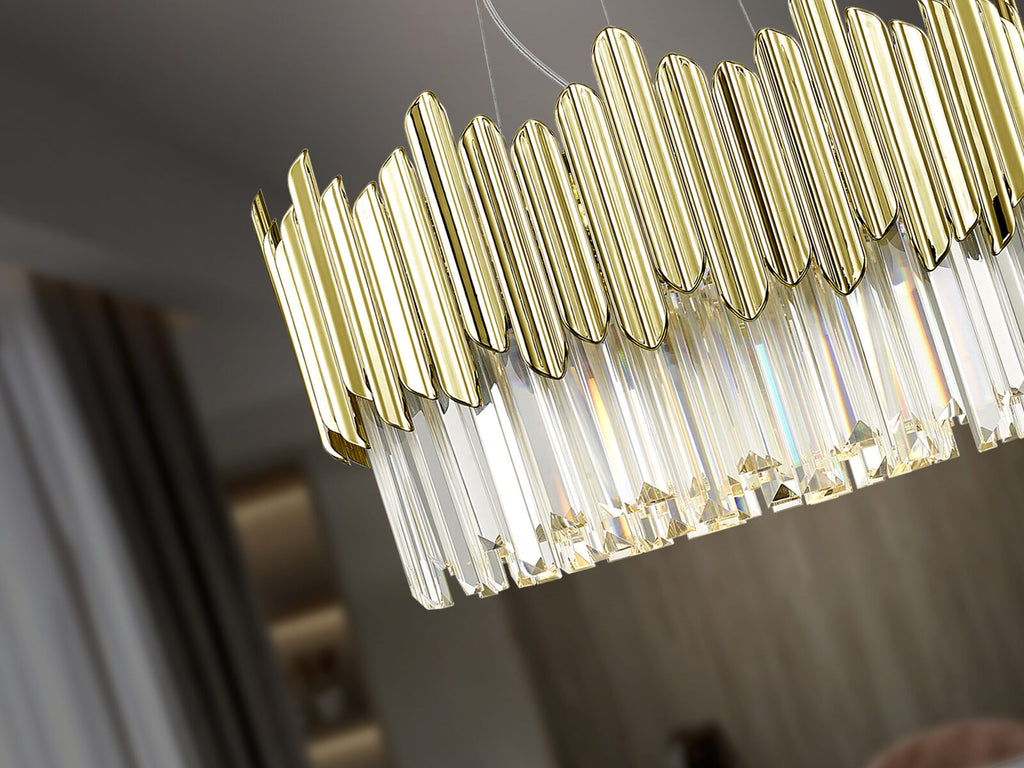 Lámpara de techo Tiara 6 luces cromo y oro