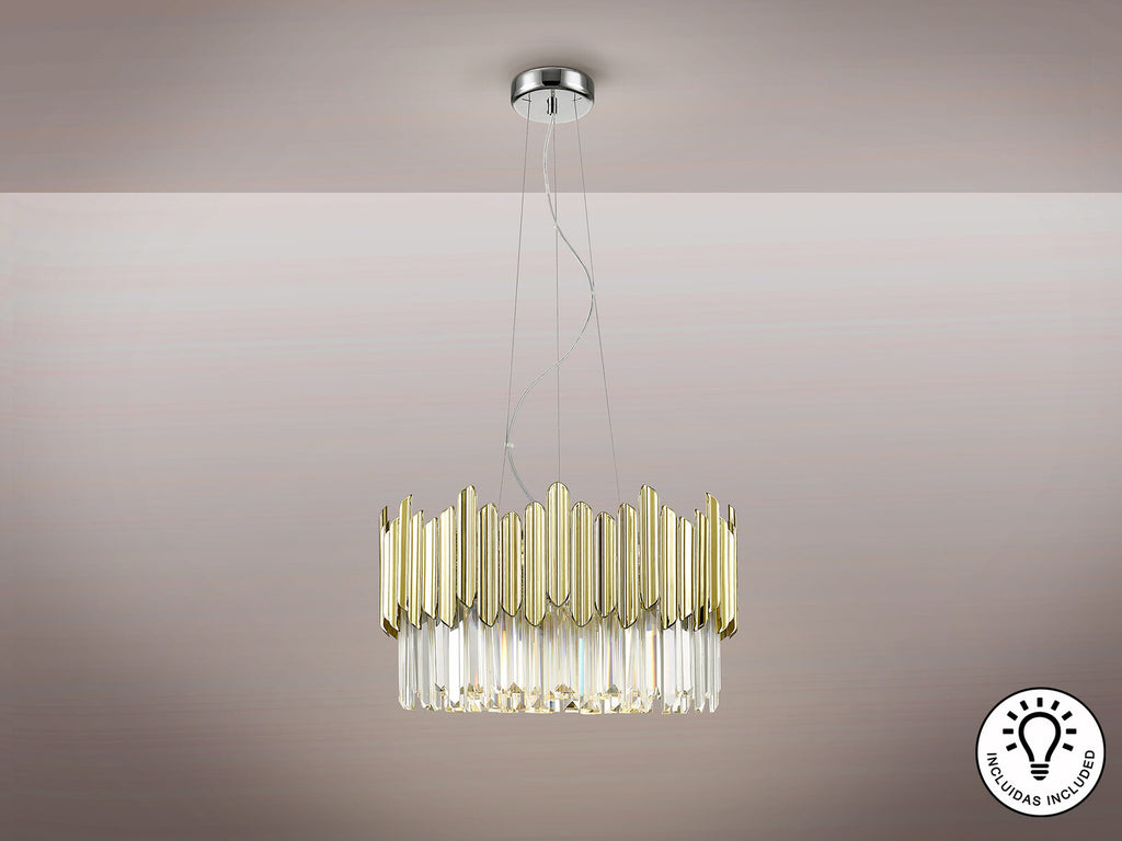 Lámpara de techo Tiara 6 luces cromo y oro