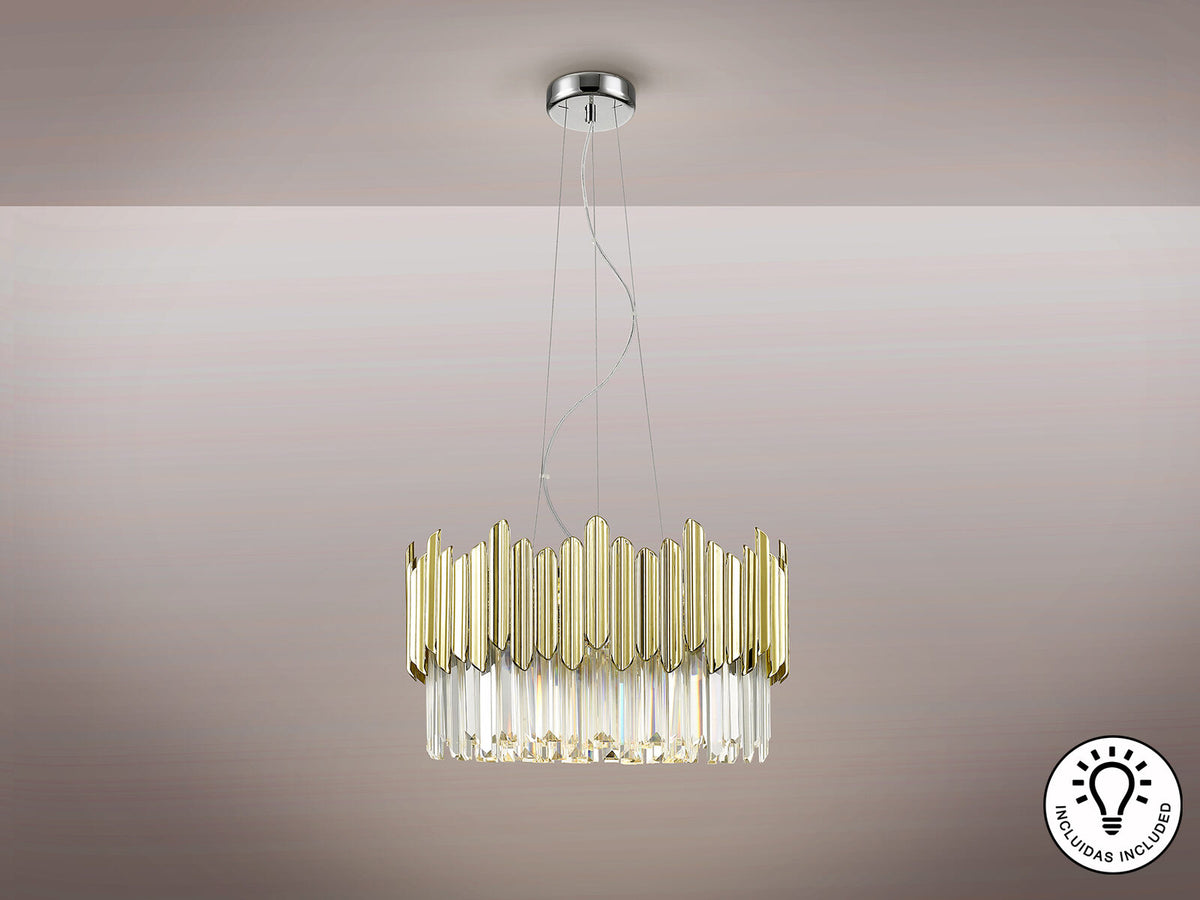 Lámpara de techo Tiara 6 luces cromo y oro