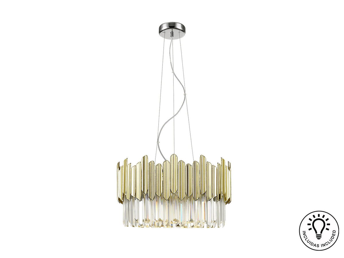 Lámpara de techo Tiara 6 luces cromo y oro