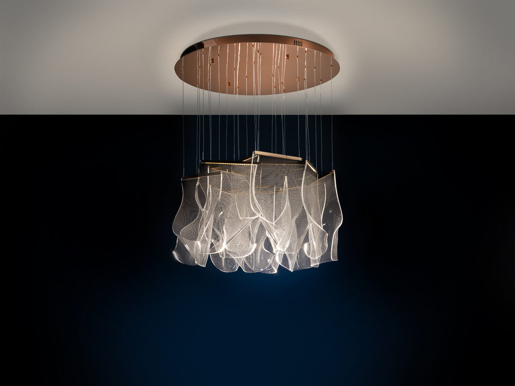 Lámpara de techo grande Velos 14 luces oro rosa