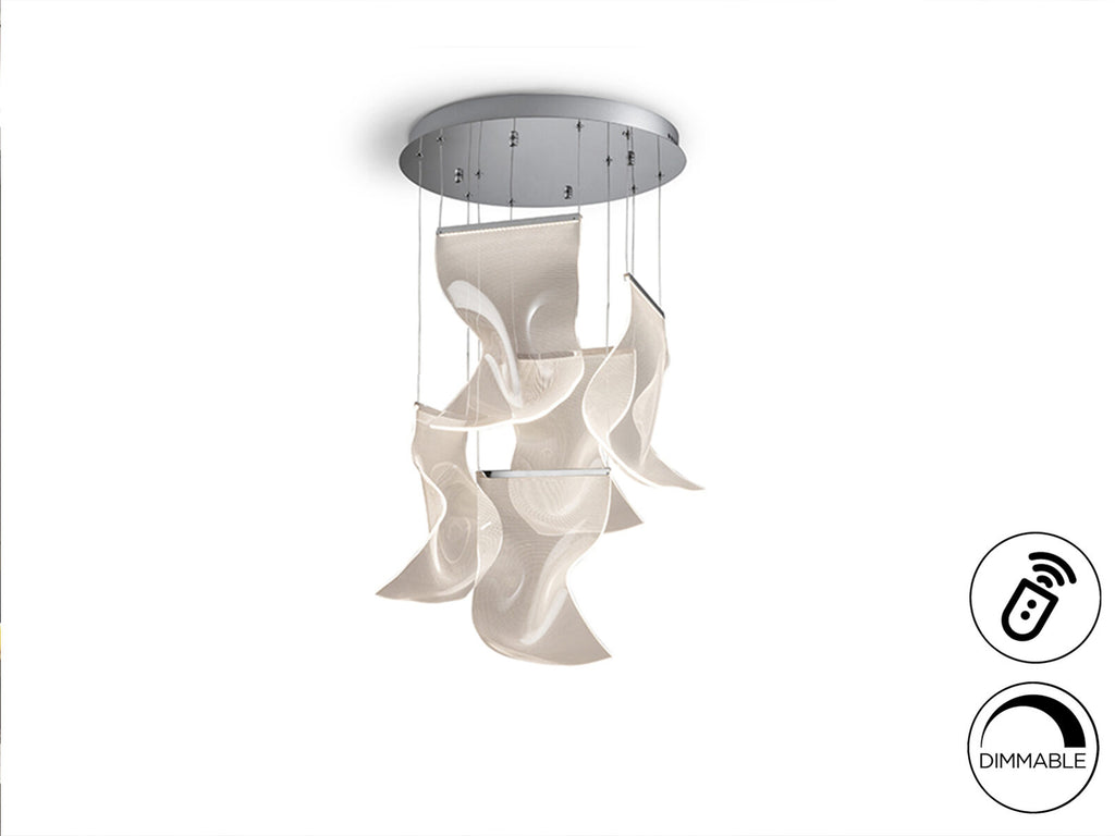 Lámpara de techo Velos 5 luces cromo dimable
