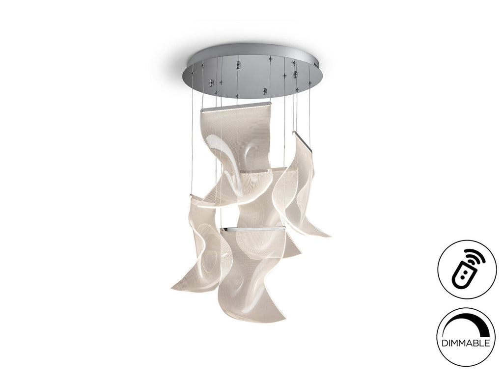Lámpara de techo Velos 5 luces cromo dimable