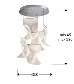 Lámpara de techo Velos 5 luces cromo - medidas
