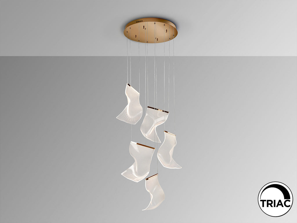 Lámpara de techo Velos 5 luces oro rosa