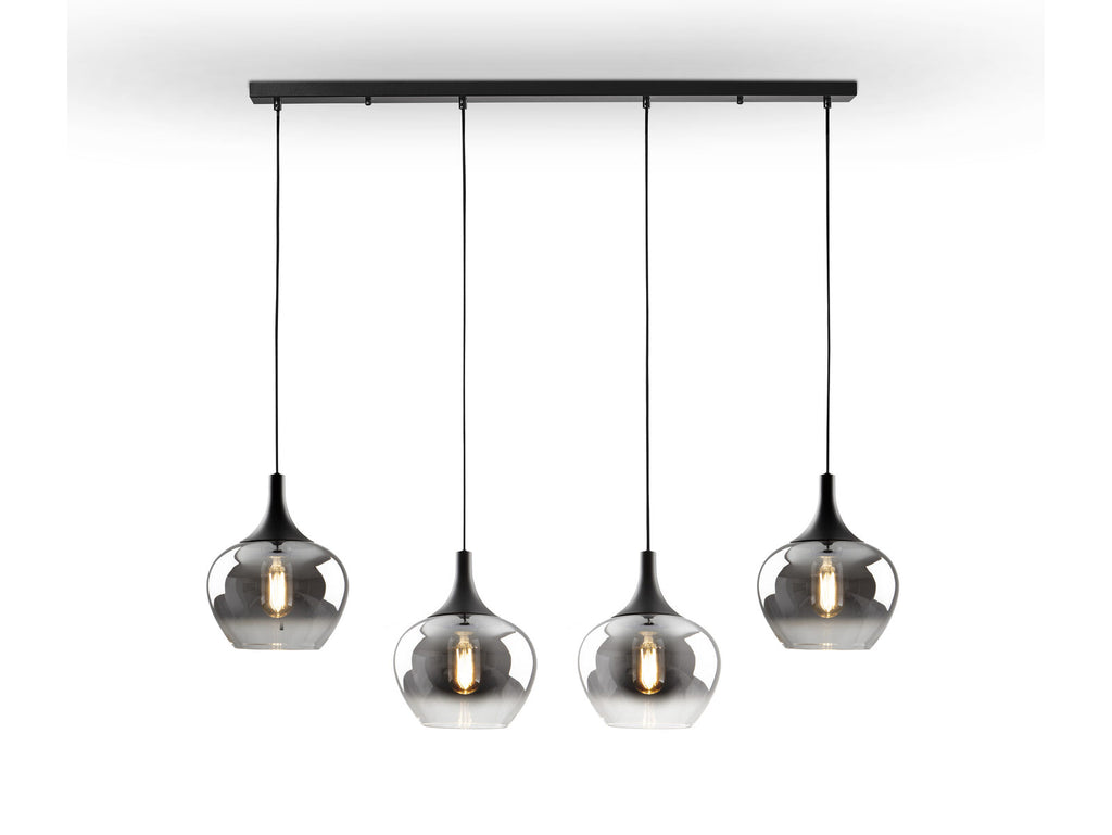 Lámpara de techo Opaz 4 luces negro y smoke
