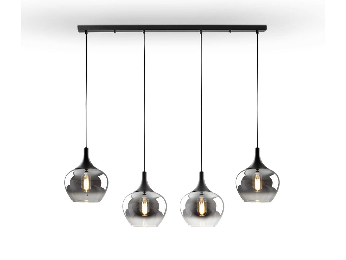 Lámpara de techo Opaz 4 luces negro y smoke