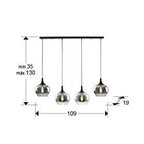 Lámpara de techo Opaz 4 luces negro y smoke - medidas