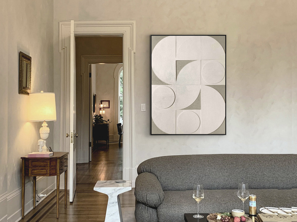 Cuadro bajorrelieve Geomia 90 × 120 cm marco negro