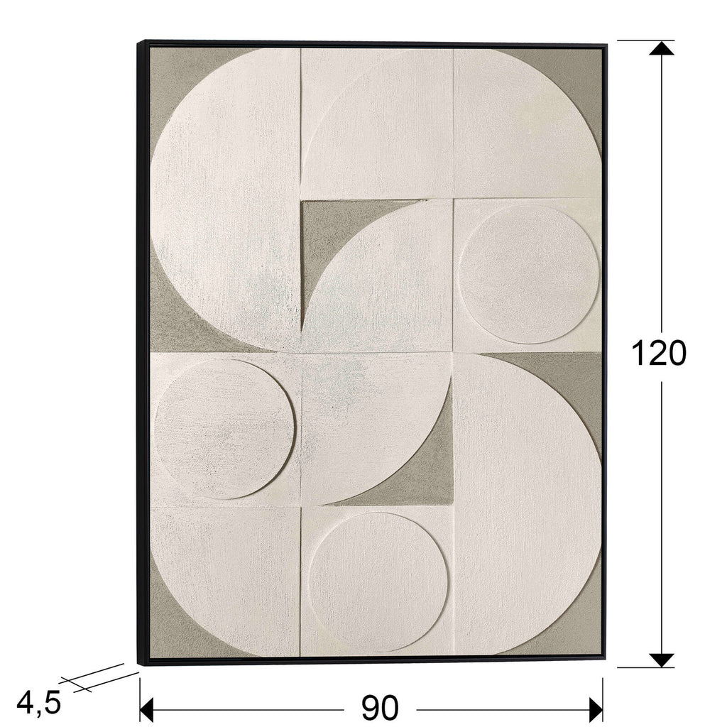 Cuadro bajorrelieve Geomia 90 × 120 cm marco negro - medidas