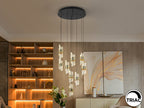 Lámpara de techo Iliada 9 luces negro y oro Ø53
