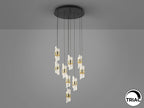 Lámpara de techo Iliada 9 luces negro y oro Ø53