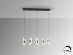 Lámpara de techo Iliada lineal 5 luces negro y oro