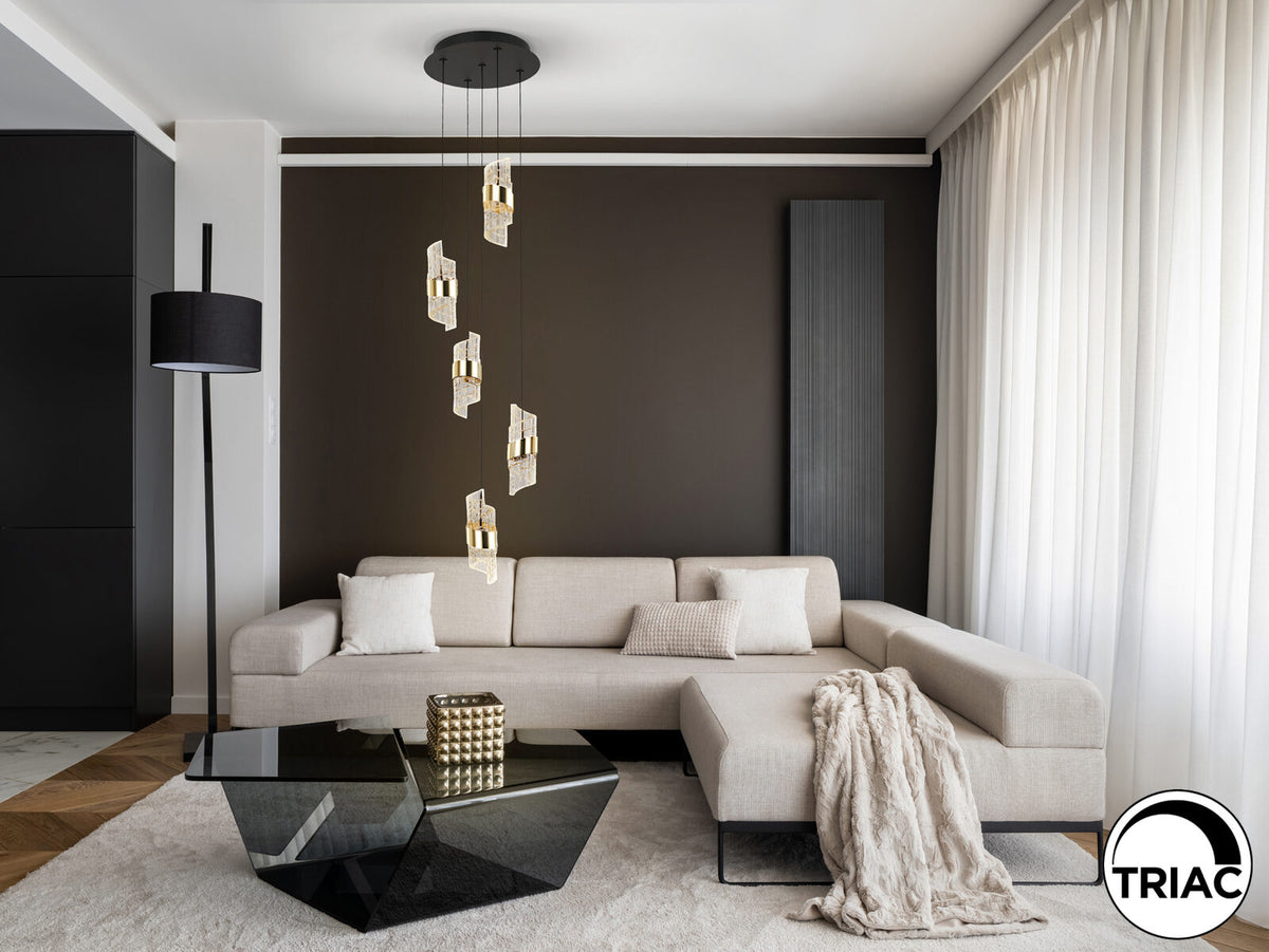 Lámpara de techo Iliada 5 luces negro y oro Ø30