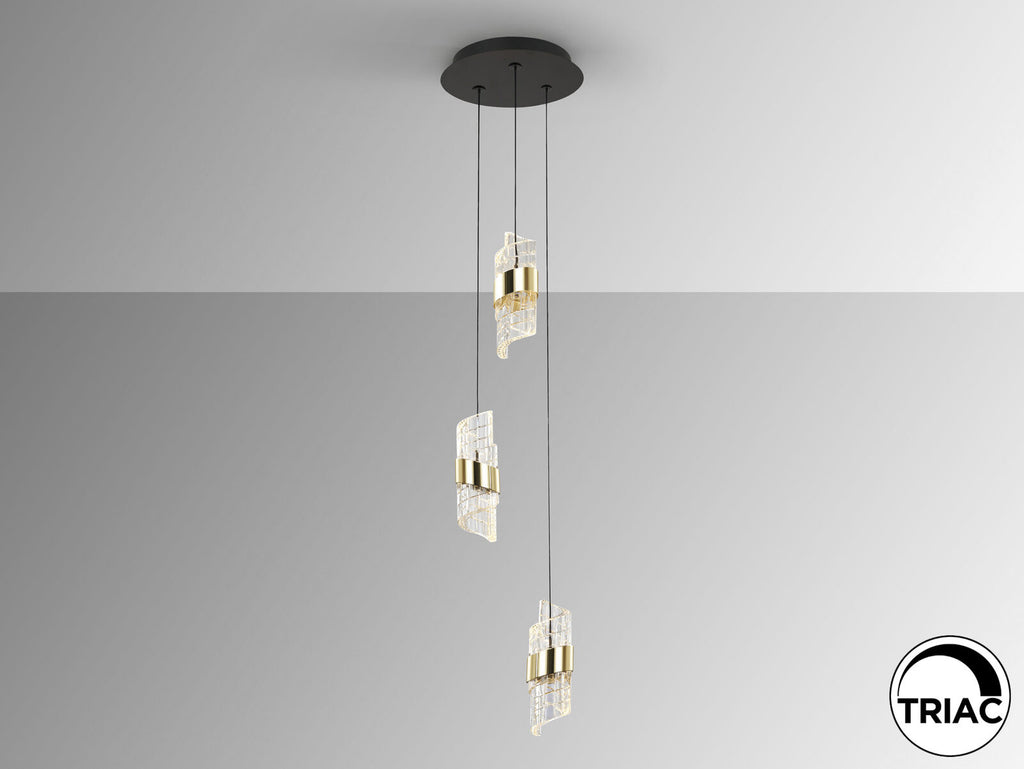 Lámpara de techo Iliada 3 luces negro y oro