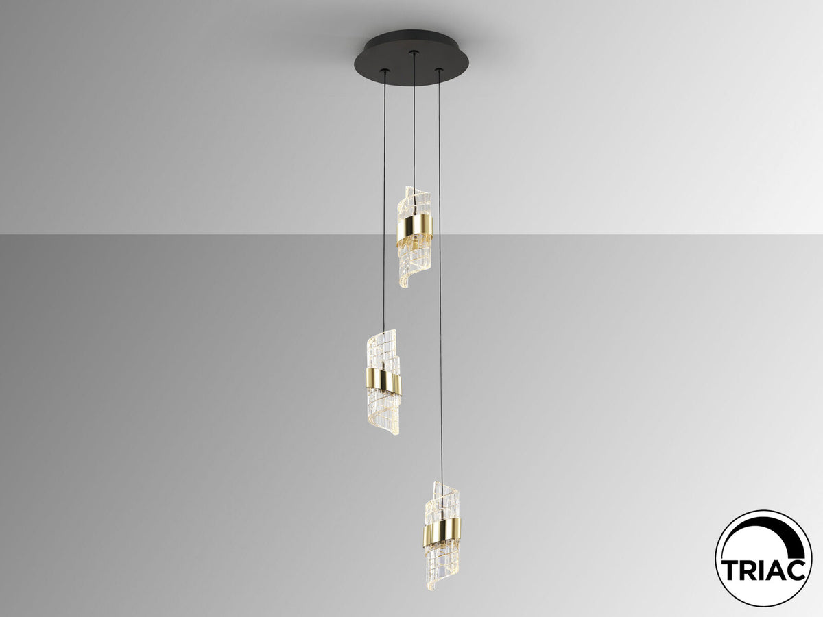 Lámpara de techo Iliada 3 luces negro y oro