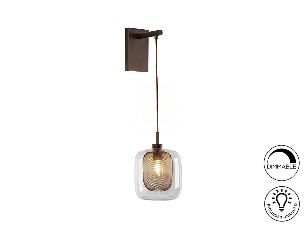Aplique Fox 1 luz chocolate regulable en altura