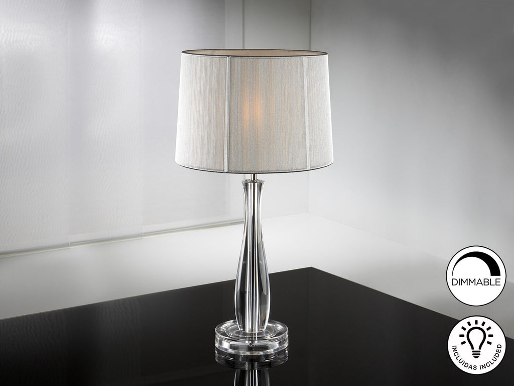 Lámpara de mesa Lin transparente y plata