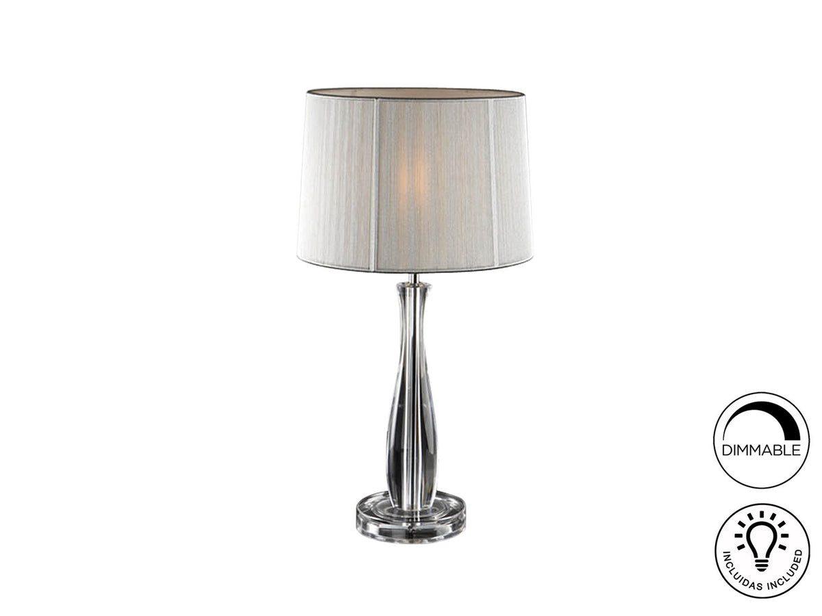 Lámpara de mesa Lin transparente y plata