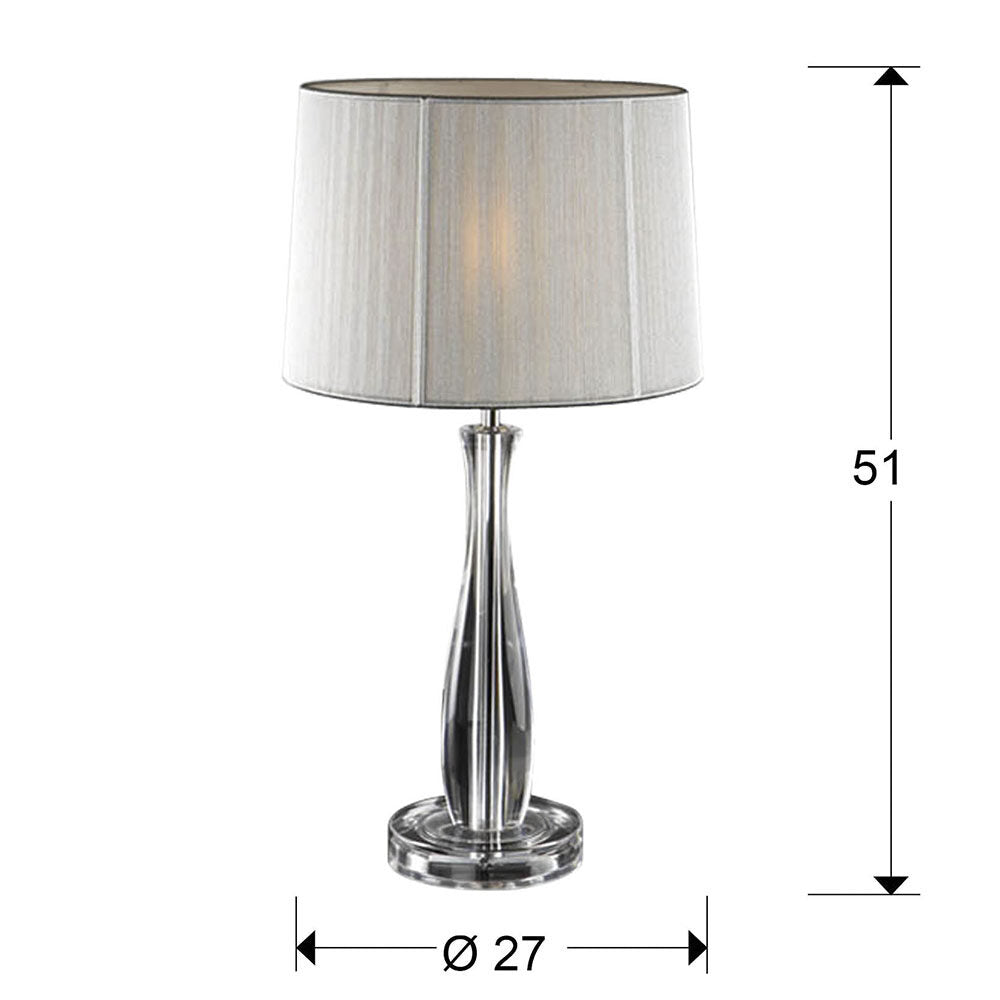 Lámpara de mesa Lin transparente y plata - medidas