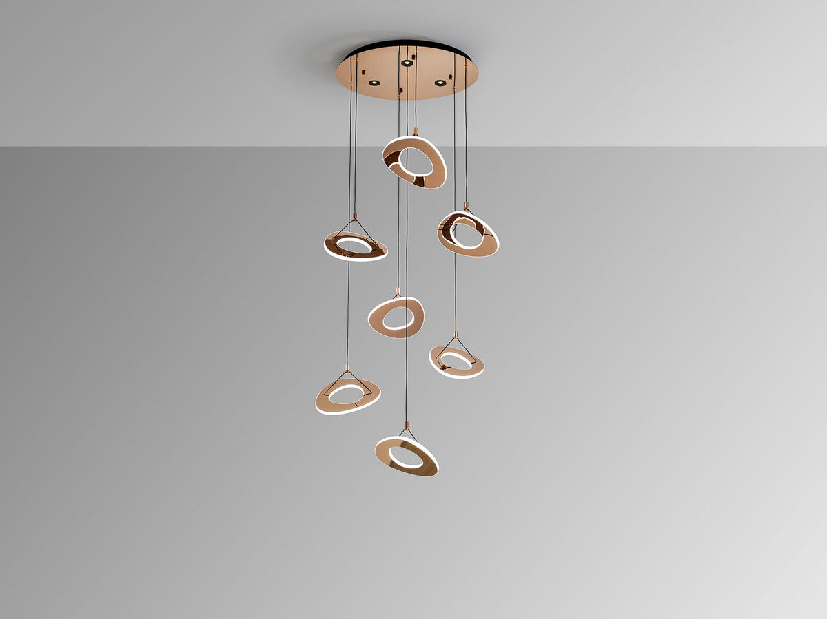Lámpara de techo Mirena 7 luces oro rosa