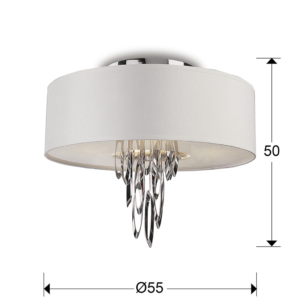 Plafón Domo 4 luces cromo - medidas
