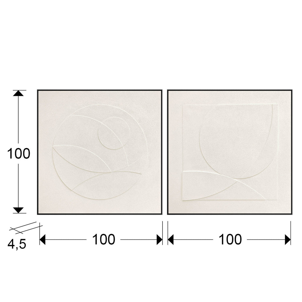 Cuadro bajorrelieve Albos set 100 × 100 cm marco negro - medidas