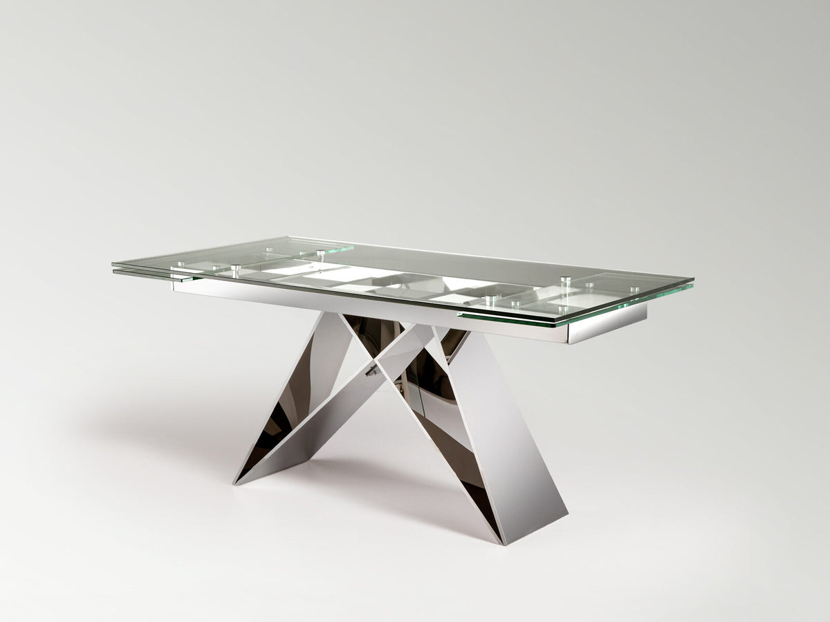Mesa de comedor extensible Mika 160-220 acero brillo