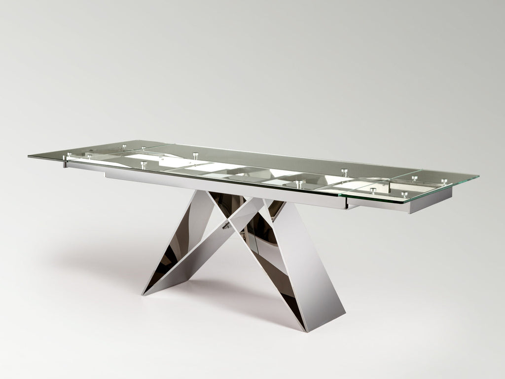 Mesa de comedor extensible Mika 160-220 acero brillo