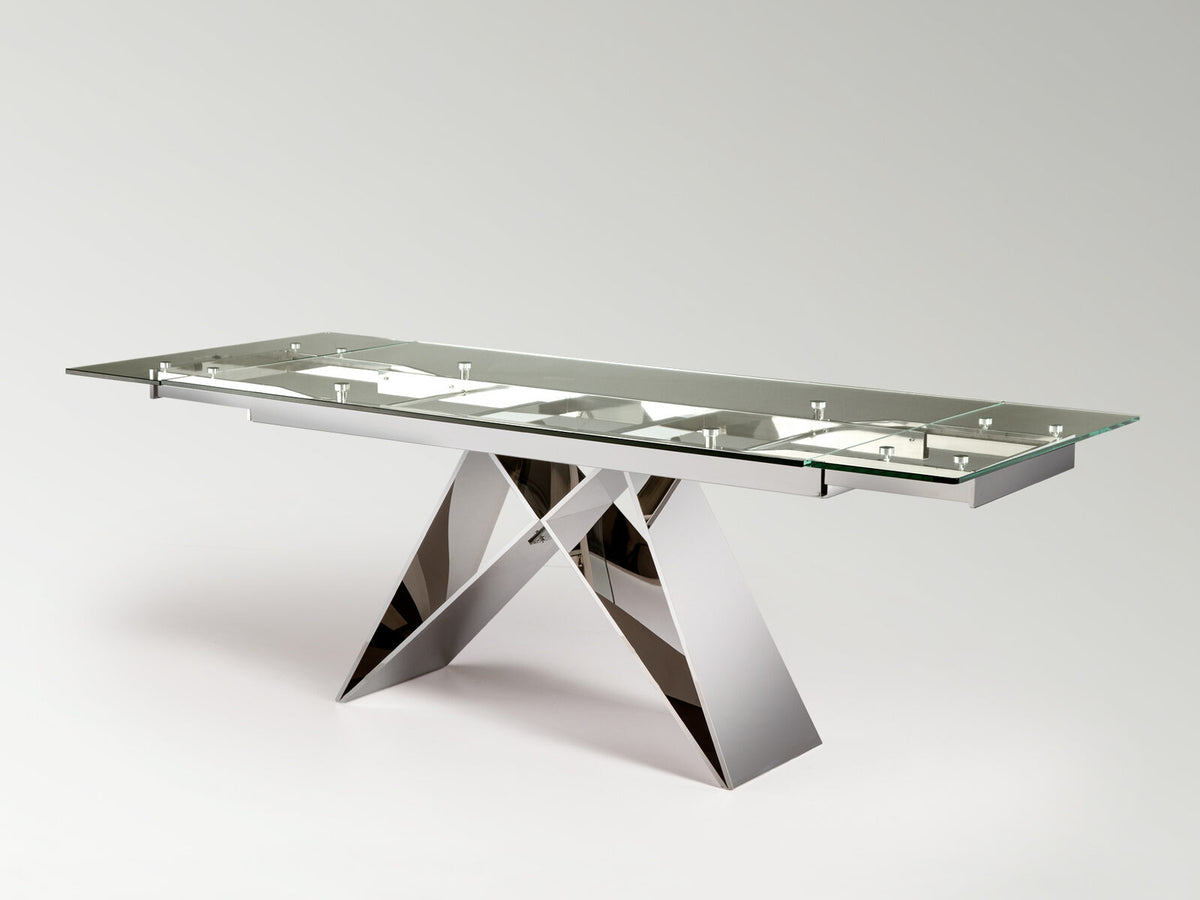 Mesa de comedor extensible Mika 160-220 acero brillo