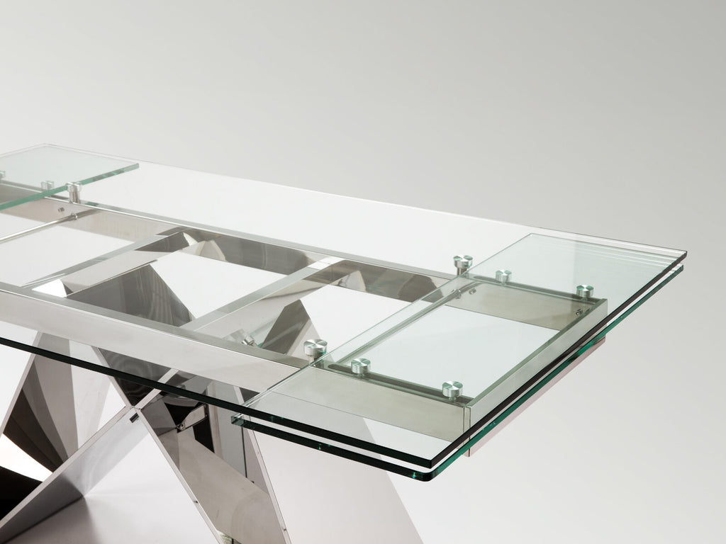 Mesa de comedor extensible Mika 160-220 acero brillo