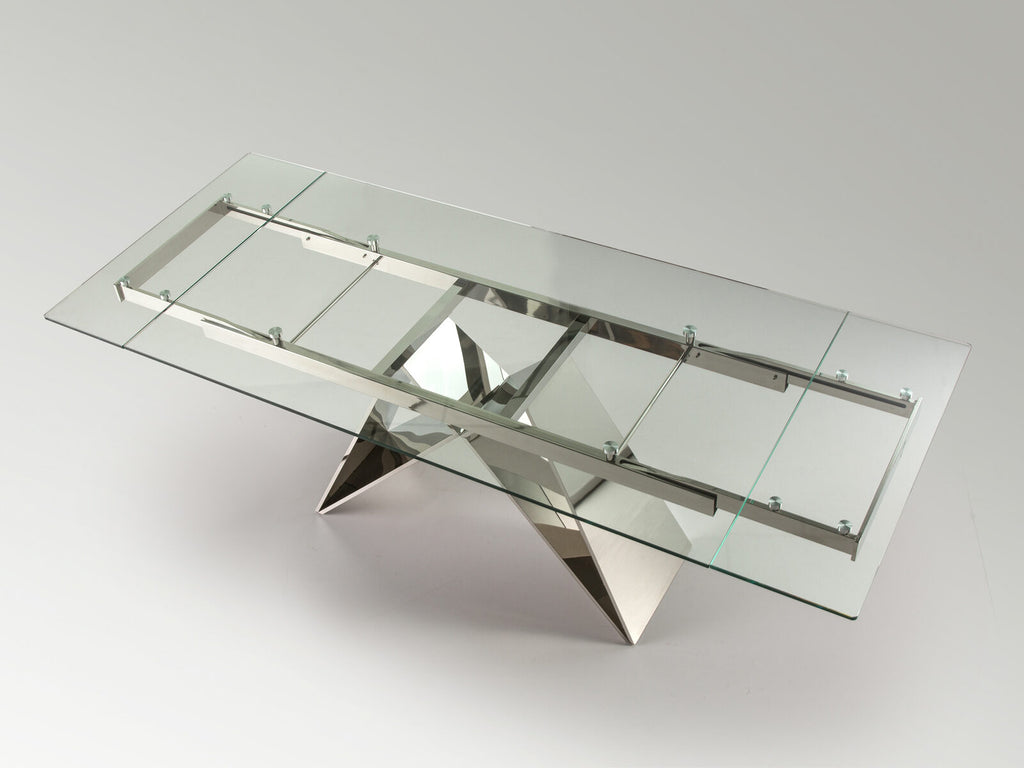 Mesa de comedor extensible Mika 160-220 acero brillo