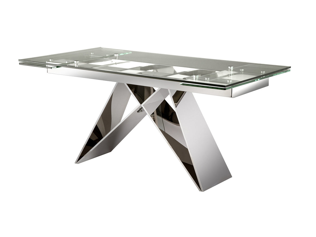 Mesa de comedor extensible Mika 160-220 acero brillo