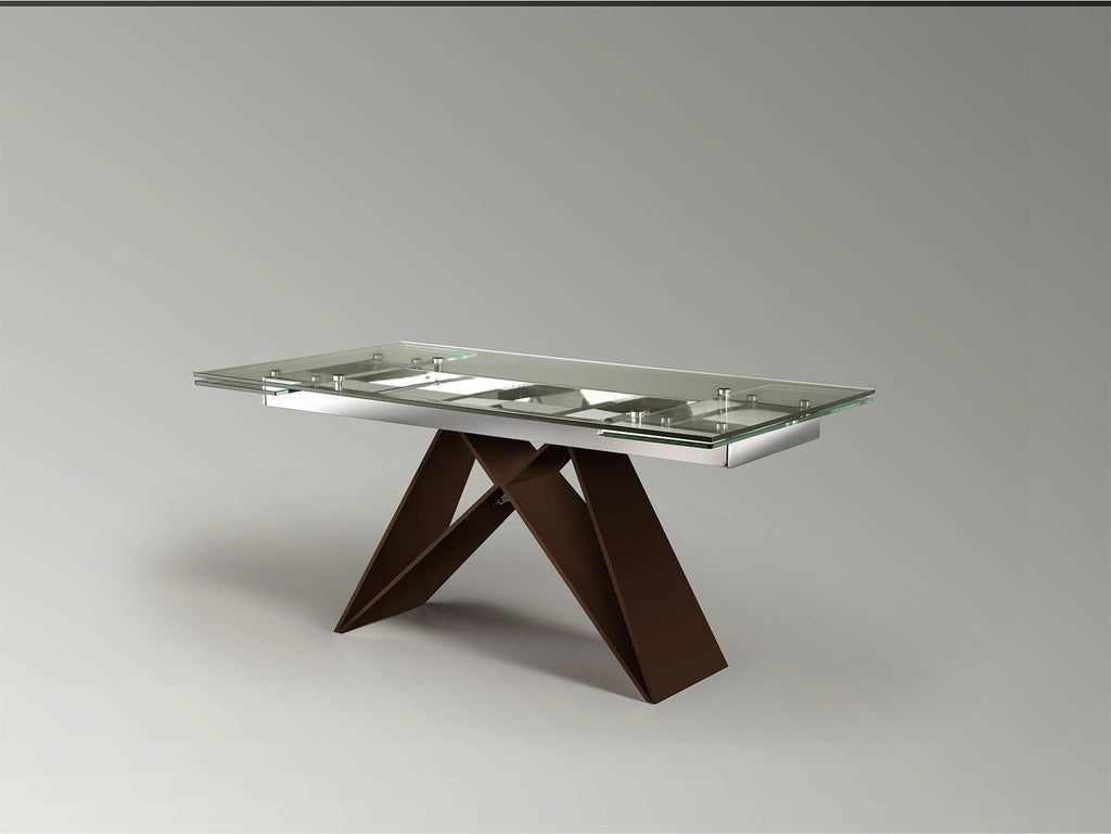 Mesa de comedor extensible Mika 160-220 acero y marrón