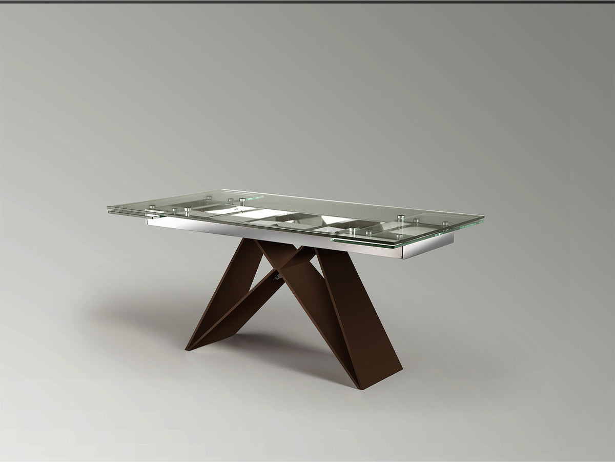 Mesa de comedor extensible Mika 160-220 acero y marrón