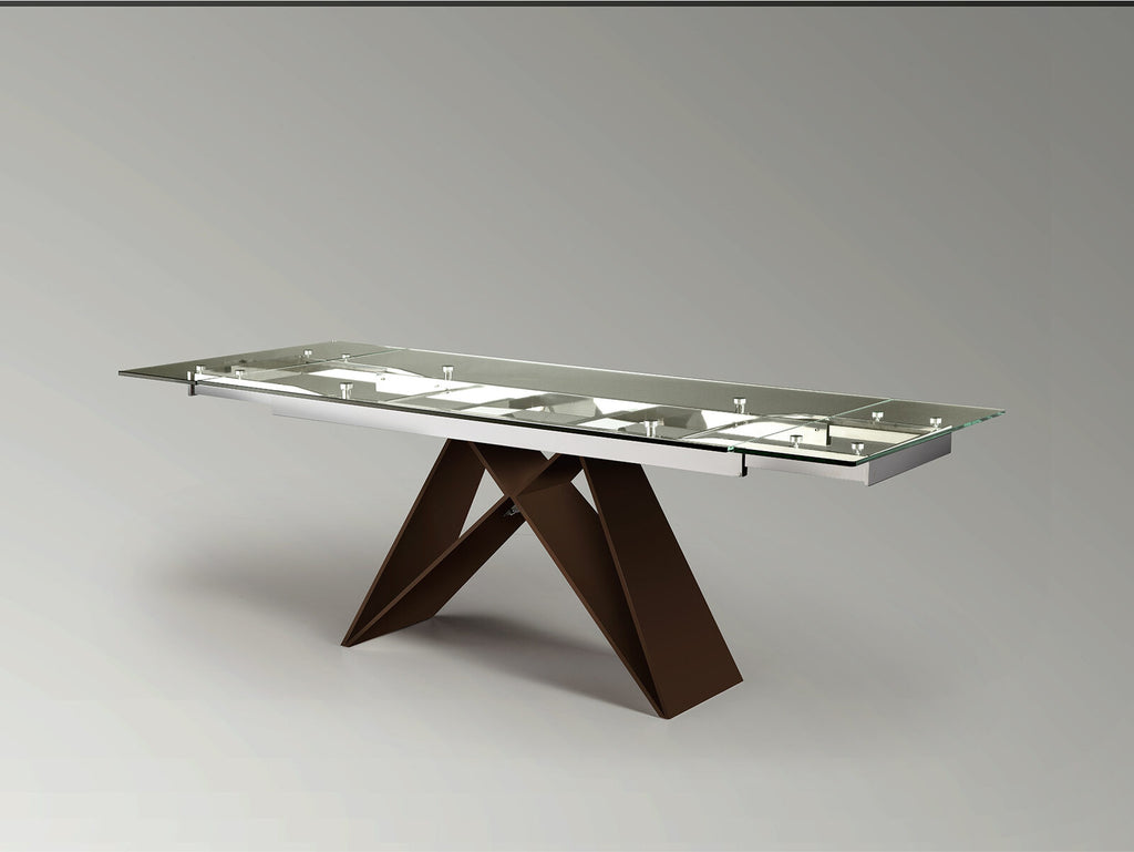 Mesa de comedor extensible Mika 160-220 acero y marrón