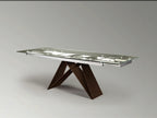 Mesa de comedor extensible Mika 160-220 acero y marrón