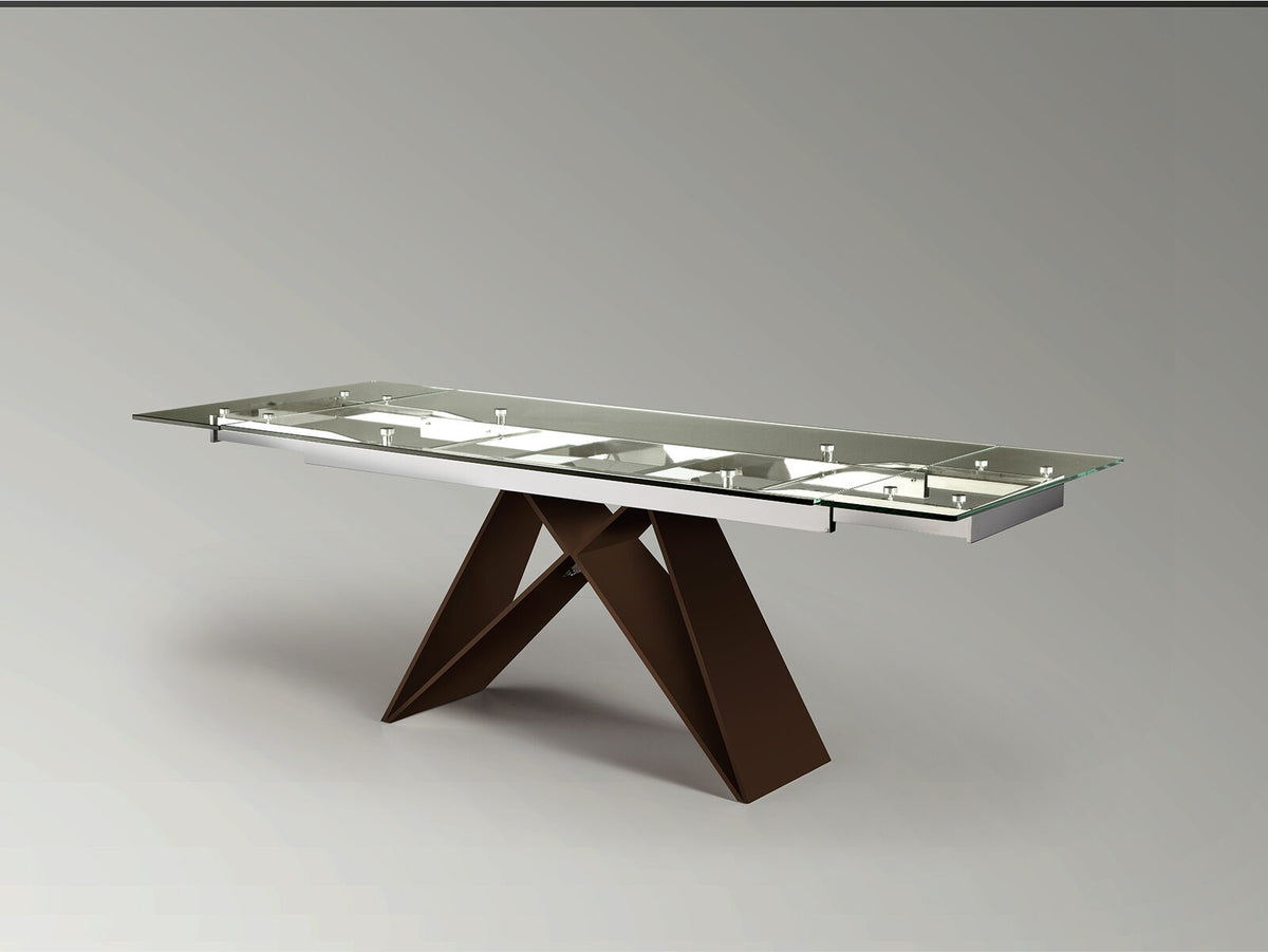 Mesa de comedor extensible Mika 160-220 acero y marrón