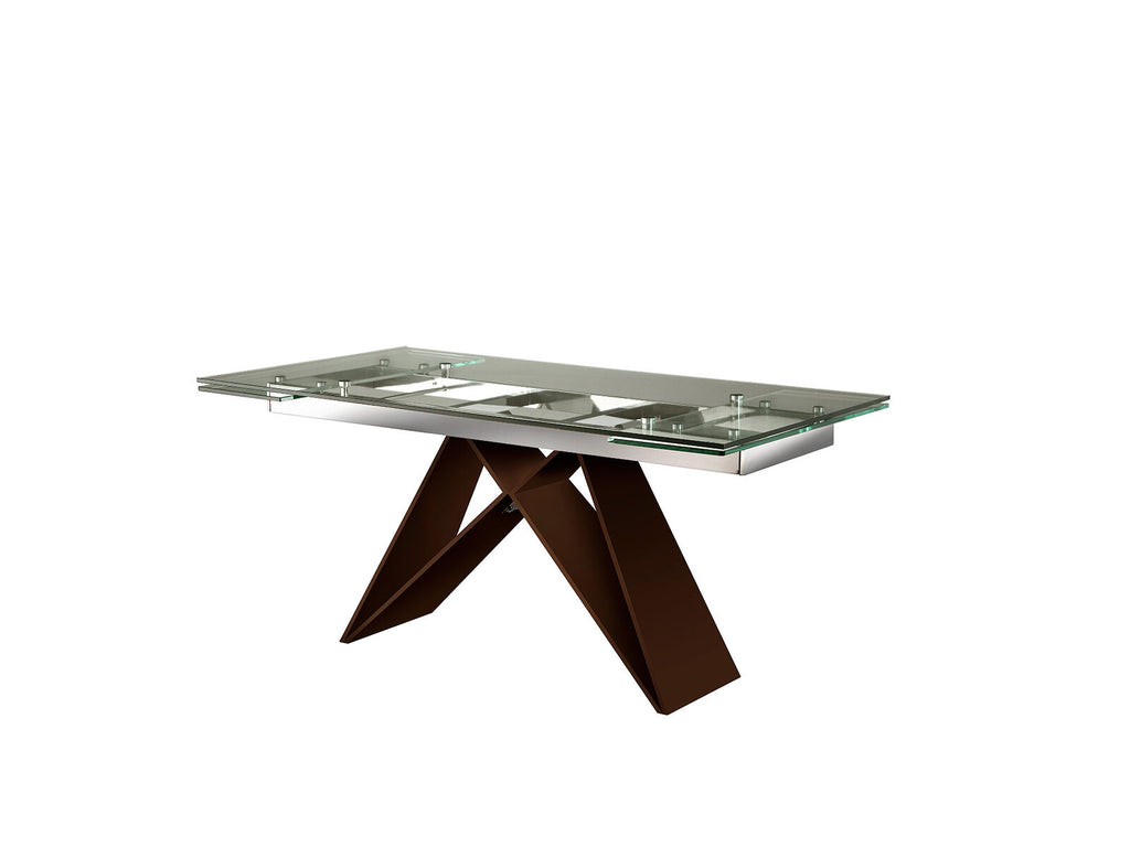 Mesa de comedor extensible Mika 160-220 acero y marrón