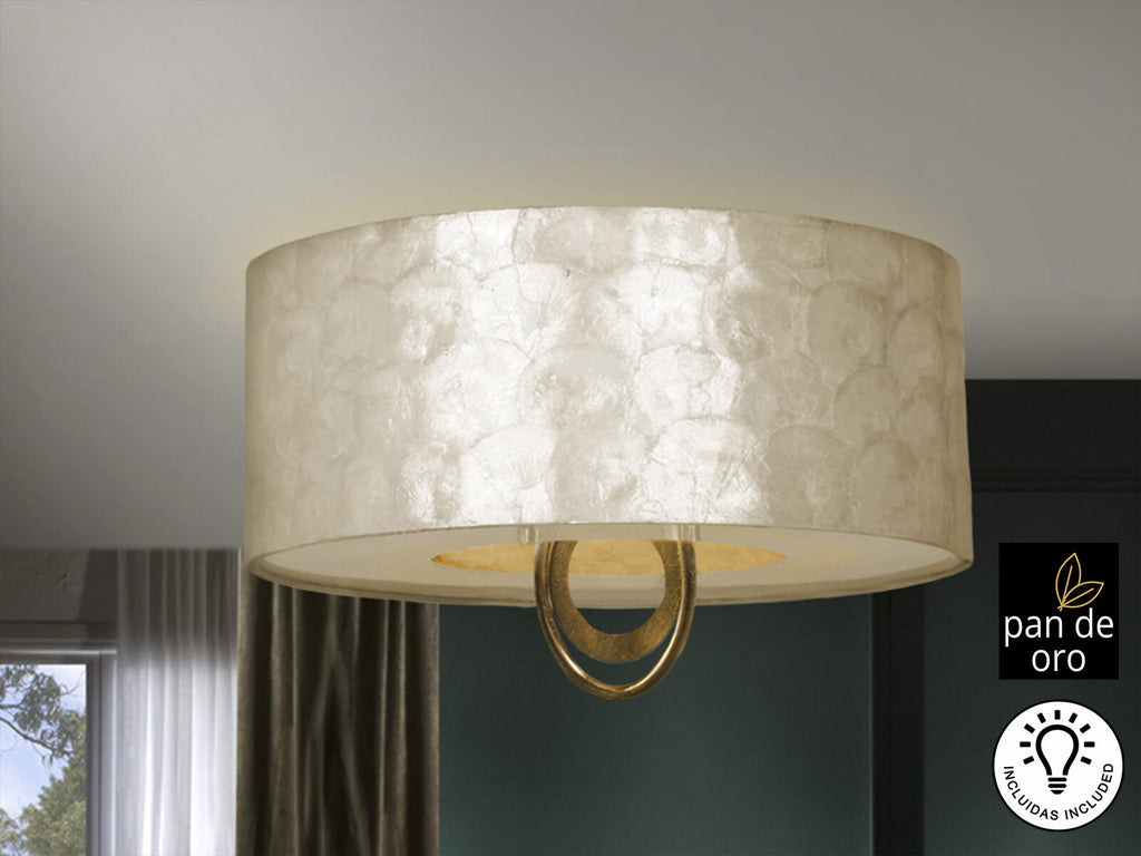 Plafón Edén 4 luces pan de oro y negro Ø55