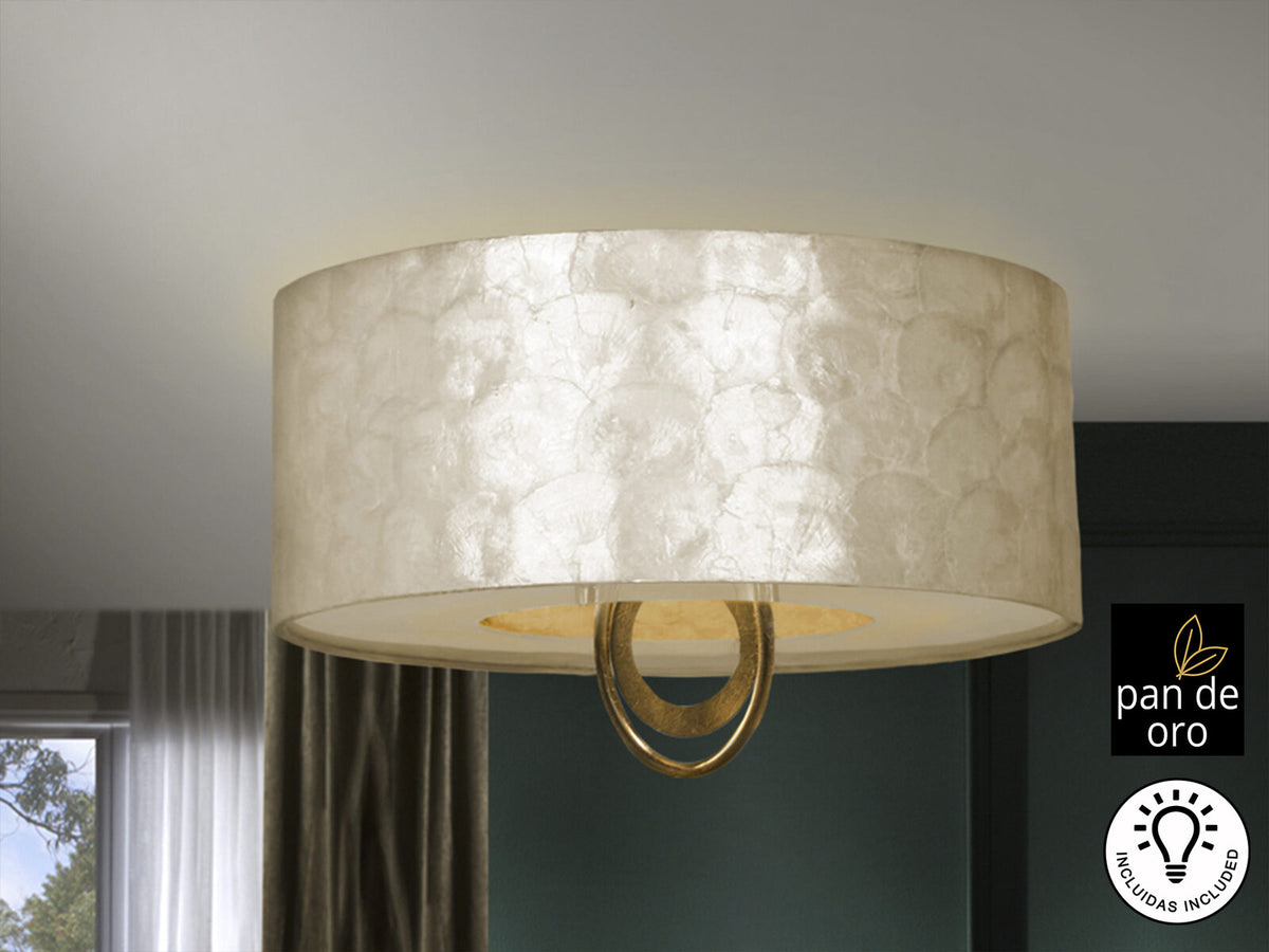 Plafón Edén 4 luces pan de oro y negro Ø55