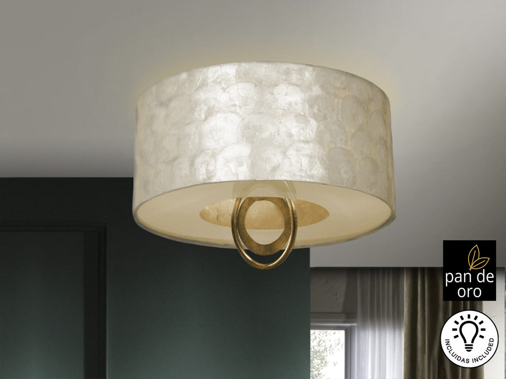 Plafón Edén 3 luces pan de oro y negro Ø40