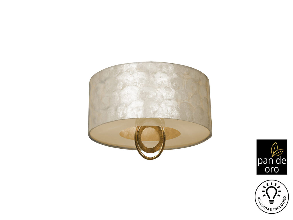 Plafón Edén 3 luces pan de oro y negro Ø40