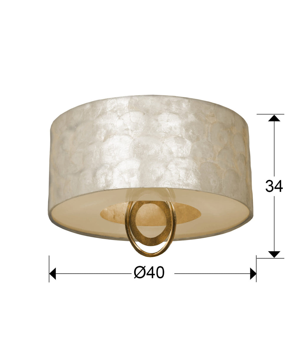 Plafón Edén 3 luces pan de oro y negro Ø40 - medidas
