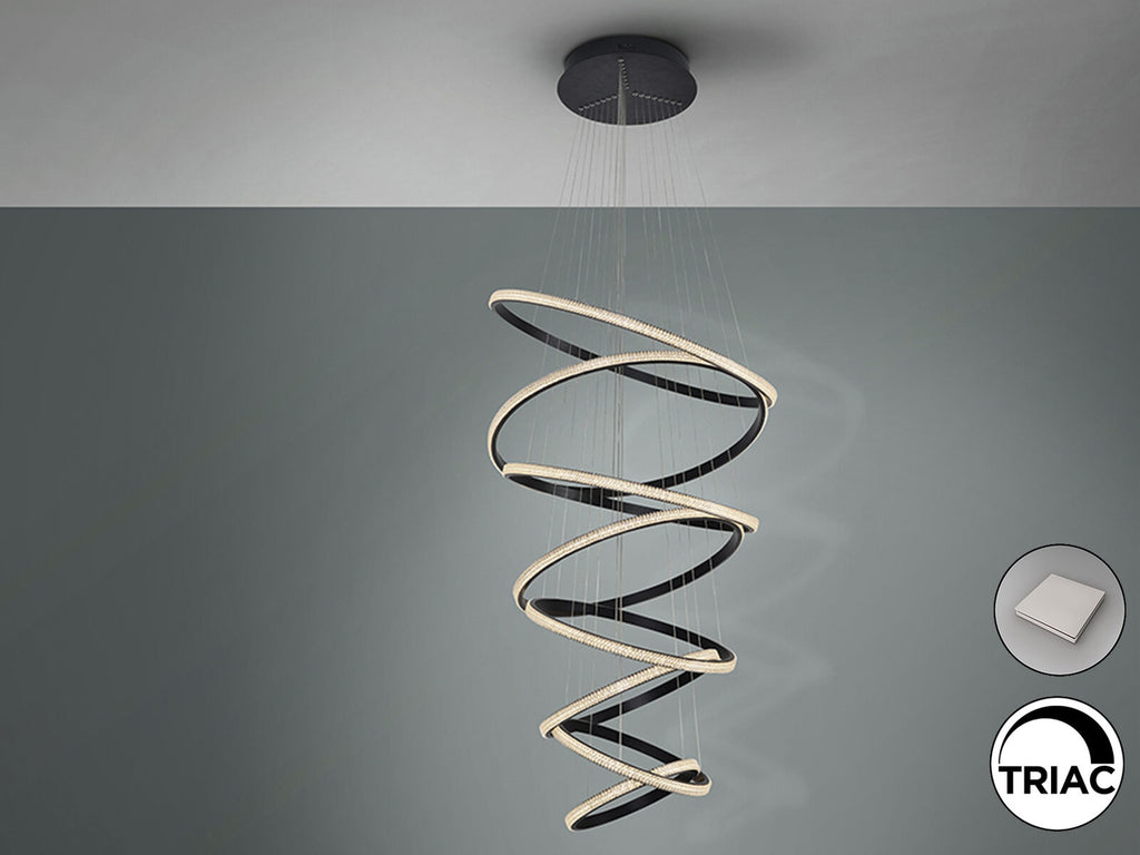 Lámpara de techo grande Ring 8 aros negro