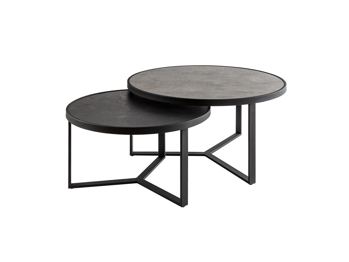 Set de mesas auxiliares Naira pequeñas gris y negro