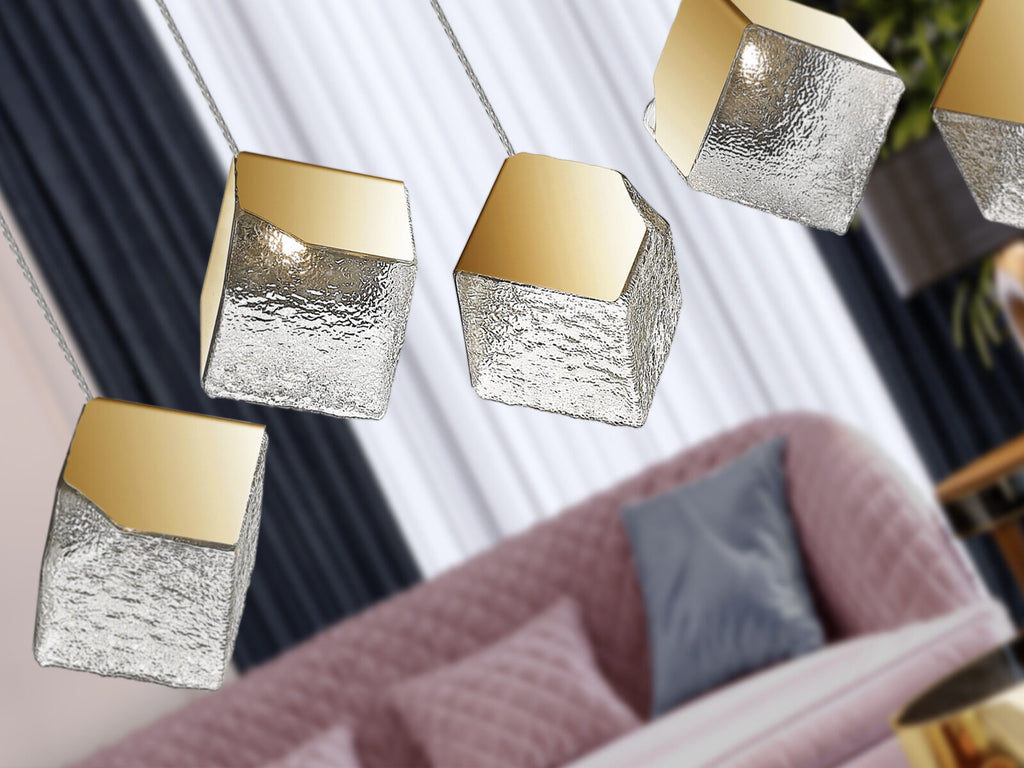 Lámpara de techo Priscila lineal 5 luces oro