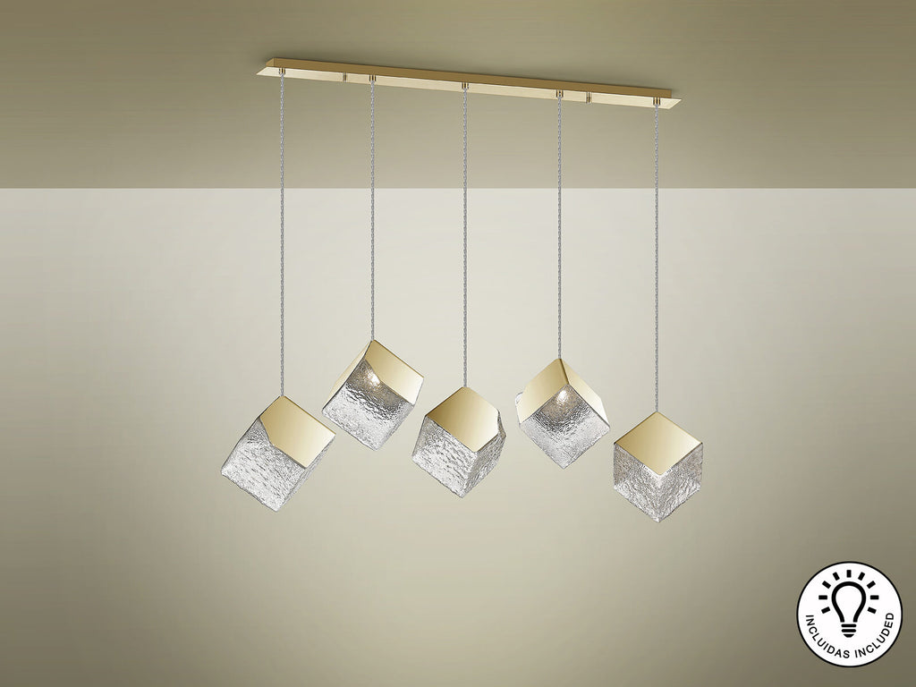 Lámpara de techo Priscila lineal 5 luces oro